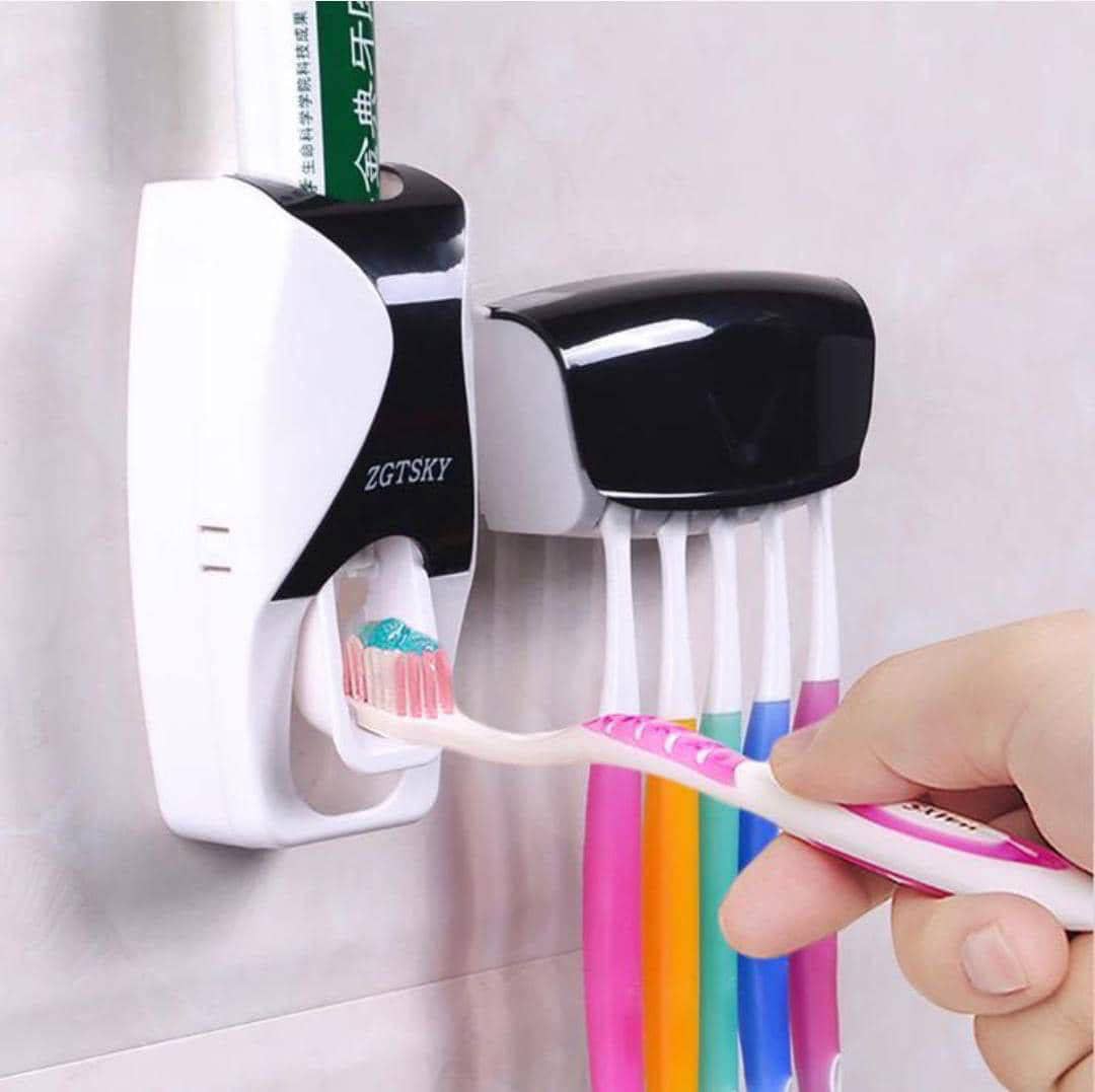 Tooth Brush Holder & Toothpaste Dispenser